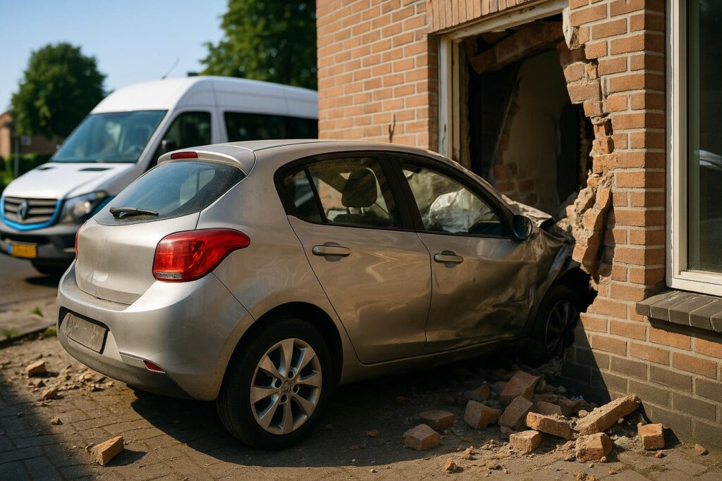 Geldrop: auto wbiło w dom po zderzeniu z busem