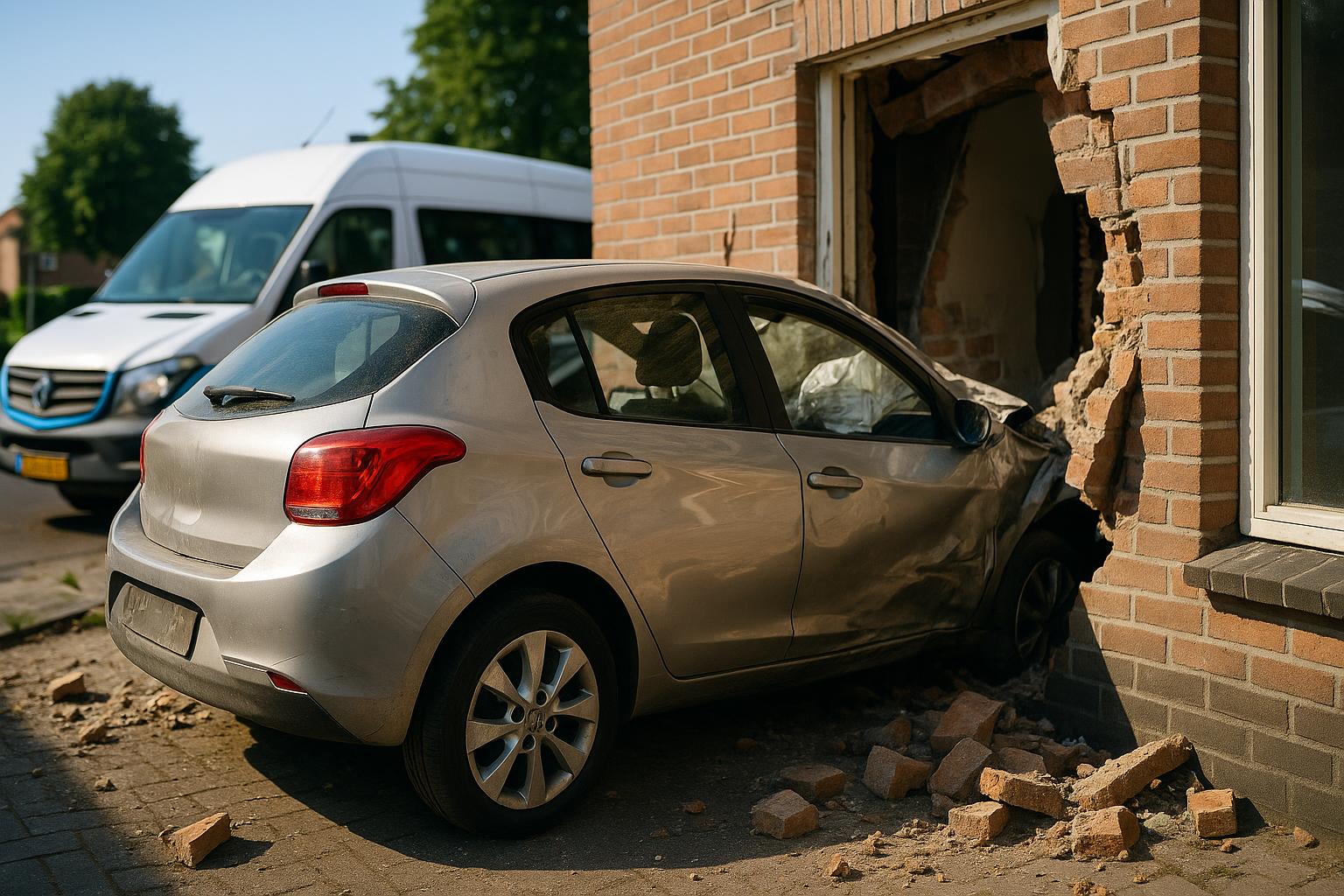Geldrop: auto wbiło w dom po zderzeniu z busem