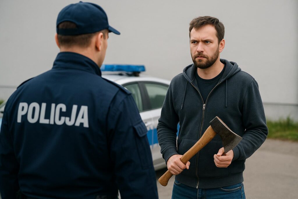 Atak z siekierą na policję. Padły strzały